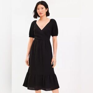Flounce Puff Sleeve Midi Dress